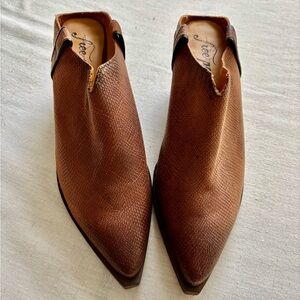 Free People Marfa Mule Western Slides Brown Leather Size 8